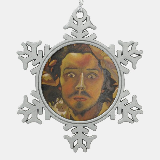 Der verzweifelte Mann Schneeflocken Zinn-Ornament (Vorderseite)