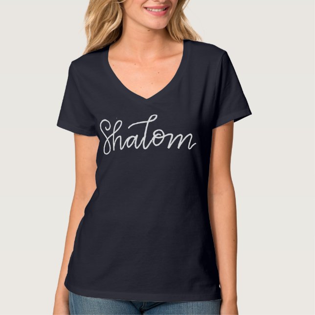 Der Vhals Shalom Frauen T-Shirt (Vorderseite)