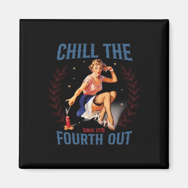 Der vierte Retro 4. Juli Magnet (Vorne)