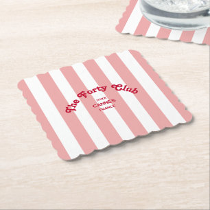 Der Vierzig Club Pink Cabana Stripe 40. Geburtstag Untersetzer