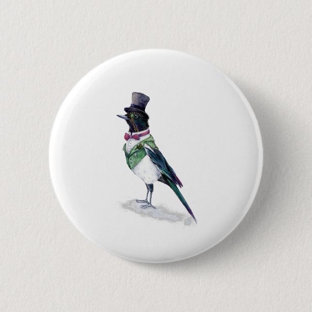 Der Viktorianische Magpie-Vogel Button (Vorderseite)