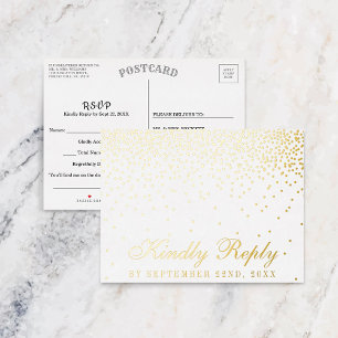 Der Vintage Glam Gold Confetti Wedding RSVP Real Folie Einladungspostkarte