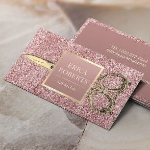 Der Vintage Haar-Stylist Scissor Rosen-GoldGlitzer Visitenkarte