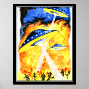 Der Vintage Retrodruck von zwei Welten Poster