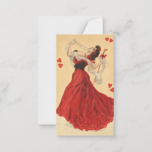 Der Vintage Tag des Valentines, tanzende Dame Red Mitteilungskarte