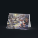 Der Vintage Weihnachtsmann auf dem Dach Feiertagskarte<br><div class="desc">Horizontale Grußkartenvorlage</div>