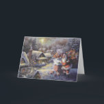 Der Vintage Weihnachtsmann auf dem Dach Feiertagskarte<br><div class="desc">Horizontale Grußkartenvorlage</div>