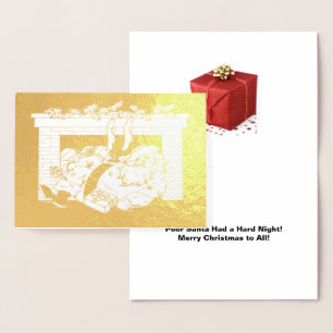 Der Vintage Weihnachtsmann fällt den Schornstein h Folienkarte