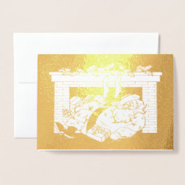 Der Vintage Weihnachtsmann fällt den Schornstein h Folienkarte