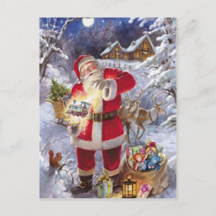 Der Vintage Weihnachtsmann im Schnee Feiertagspostkarte