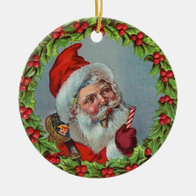 Der Vintage Weihnachtsmann im Toskana Keramikornament (Vorne)