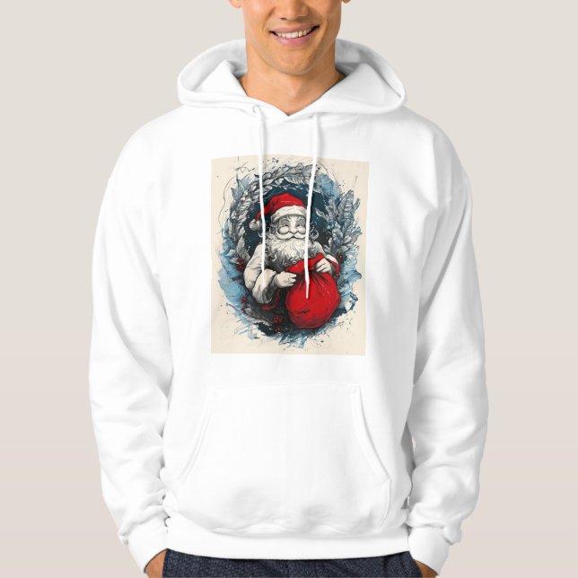 Der Vintage Weihnachtsmann im Urlaubskrieg Hoodie (Vorderseite)