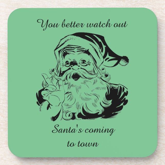 Der Vintage Weihnachtsmann kommt in die Stadt Getränkeuntersetzer (Vorderseite)
