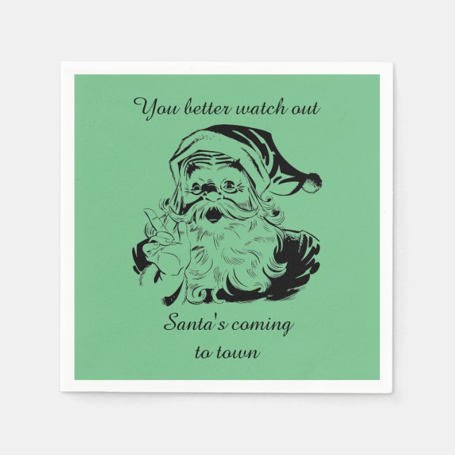 Der Vintage Weihnachtsmann kommt in die Stadt Serviette (Vorderseite)