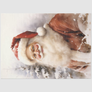 Der Vintage Weihnachtsmann lächelt im Wald Seidenpapier