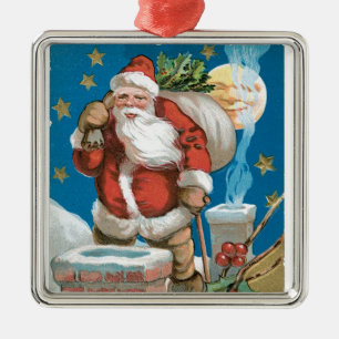 Der Vintage Weihnachtsmann mit dem Mond Ornament Aus Metall