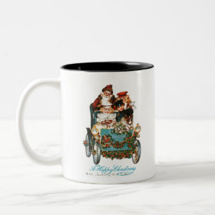 Der Vintage Weihnachtsmann mit seinem blauen Luxus Zweifarbige Tasse