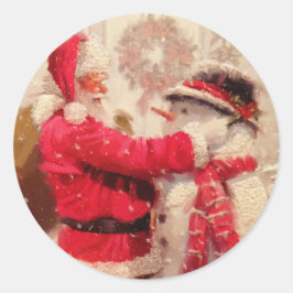 Der Vintage Weihnachtsmann und der Snowman-Umschla Runder Aufkleber