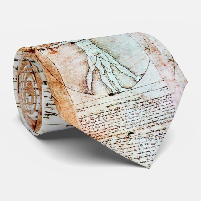 Der VITRUVIAN MANN, antikes weißes Brown-Pergament Krawatte (Gerollt)