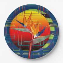 Der Vogel der Paradise Blume Geometrischer Garten