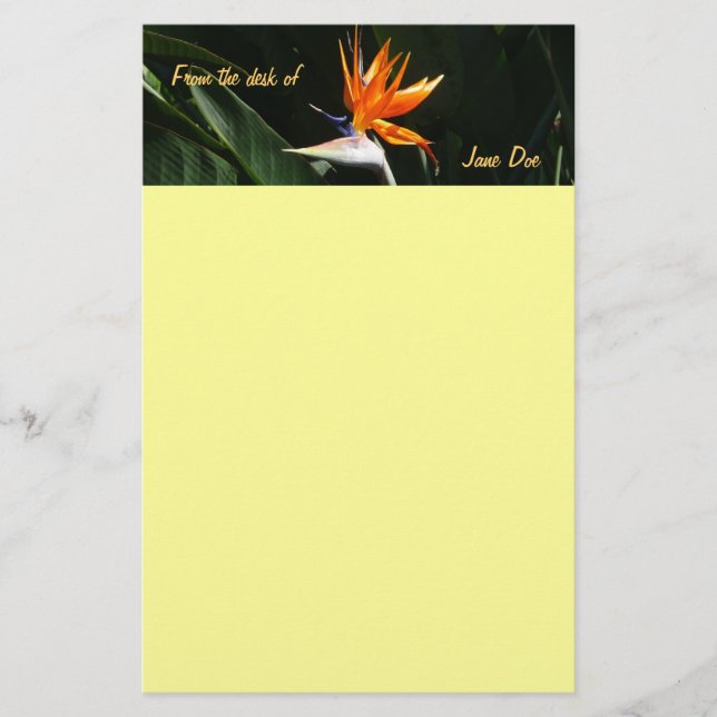 Der Vogel der tropischen Blume Orange Briefpapier (Vorderseite)