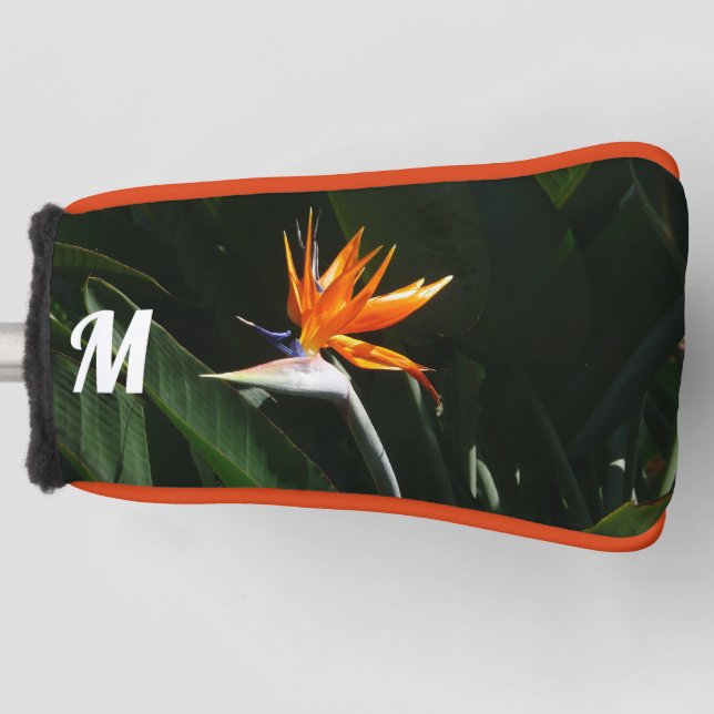 Der Vogel der tropischen Blume Orange Golf Headcover (Vorderseite)