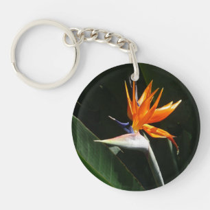 Der Vogel der tropischen Blume Orange Schlüsselanhänger