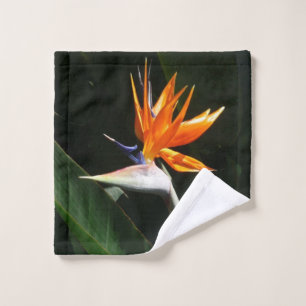 Der Vogel der tropischen Blume Orange Waschlappen