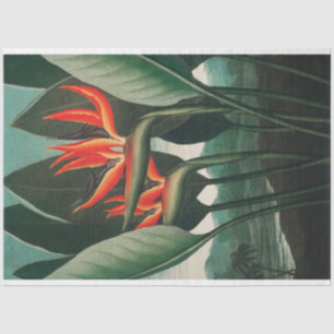 Der Vogel der tropischen Blume Seidenpapier