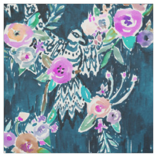 Der Vogel des hellblauen Wasserfarbenmusters Stoff