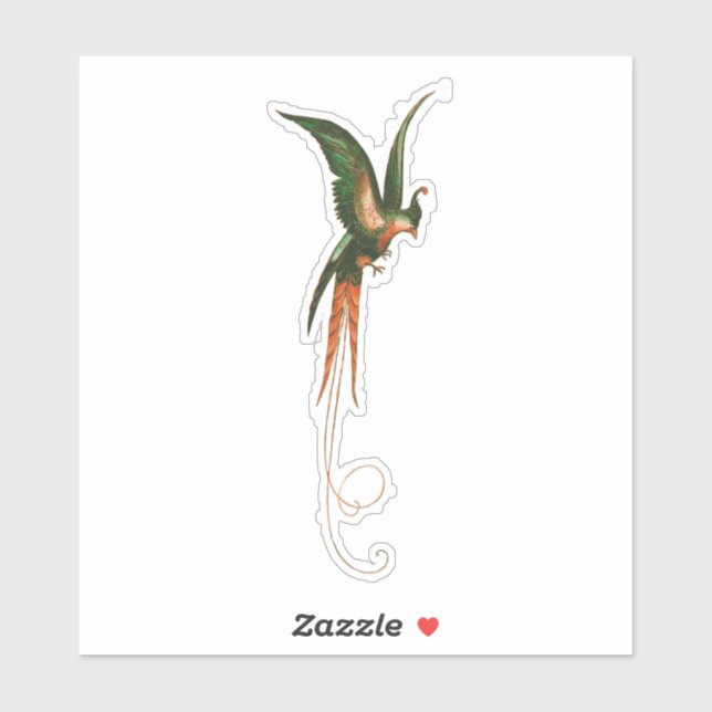 Der Vogel des Paradieses Vintage Kunst Aufkleber (Blatt)