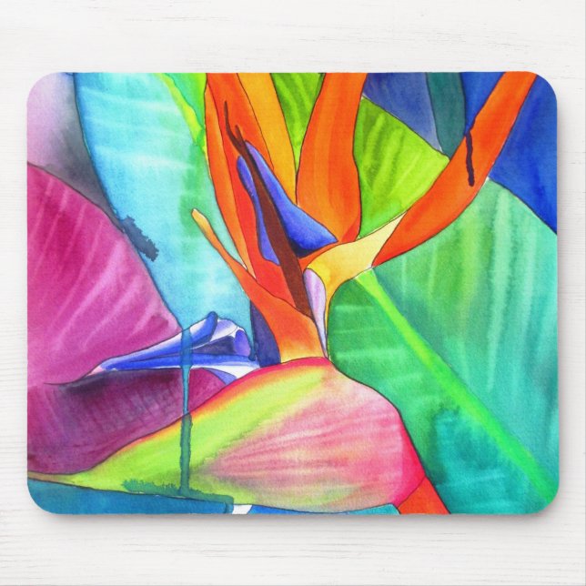 Der Vogel des Paradise Strelitzia Blume Tropische  Mousepad (Vorne)