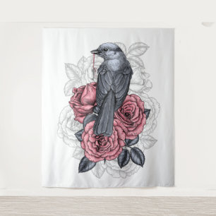 Der Vogel mit der silbernen Taste Wandteppich