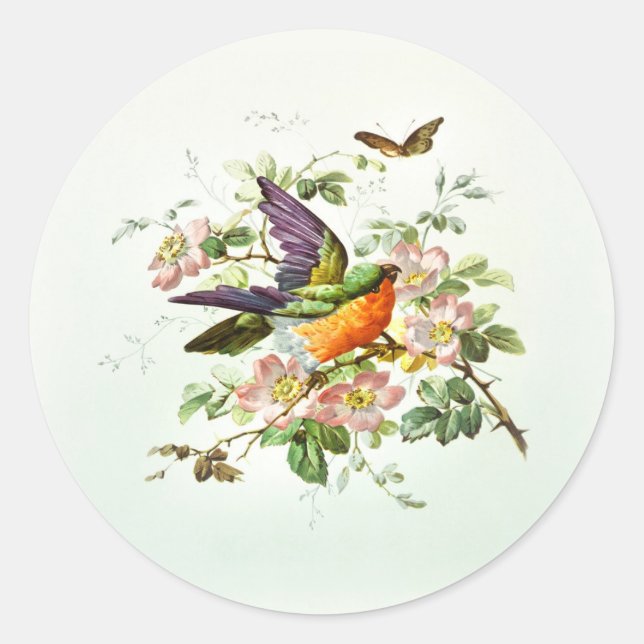 Der Vogel und der Schmetterling Runder Aufkleber (Vorderseite)