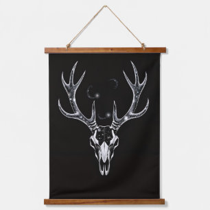 Der Void-Stag – Skelett des Kosmos Wandteppich Mit Holzrahmen