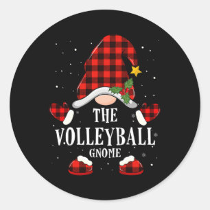 Der Volleyball Gnome Weihnachtsbüffalo Kariert Paj Runder Aufkleber