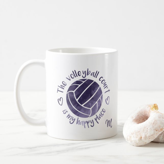 Der Volleyballplatz ist mein lila glücklicher Ort Kaffeetasse (Mit Donut)