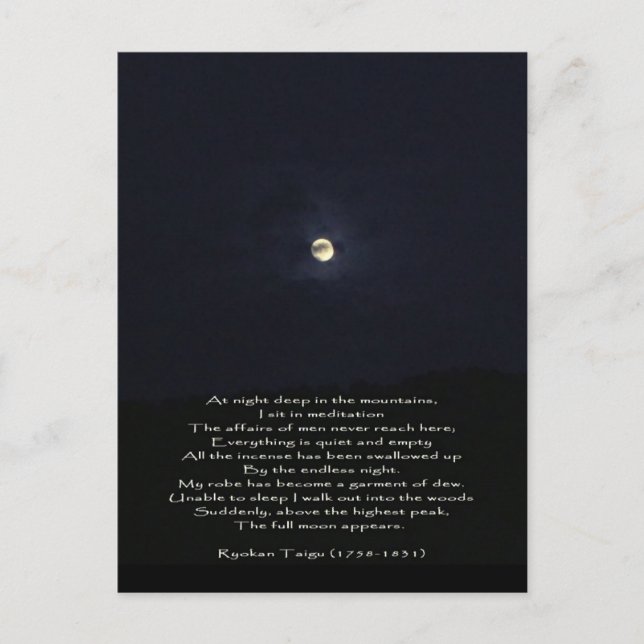 Der Vollmond erscheint/inspirierende Zen-Poesie Postkarte (Vorderseite)