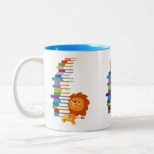 Der Voracious Reader (Niedlicher Cartoon Lion) Zweifarbige Tasse