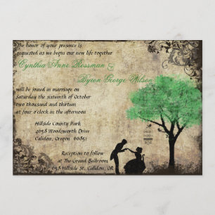 Der Vorschlag Vintage Hochzeit Einladung Grün