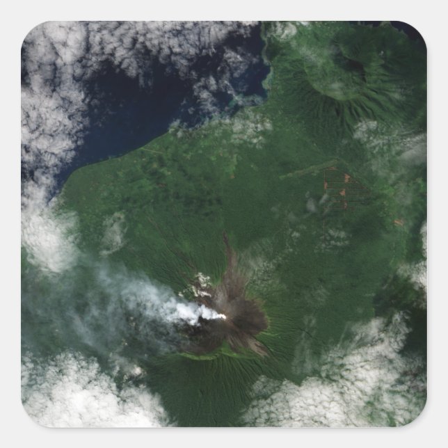 Der Vulkan Ulawun New Britain Summit Quadratischer Aufkleber (Vorderseite)