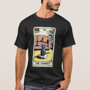 Der Wagen Roboter Staubsauger Katze Lustige Tarot  T-Shirt