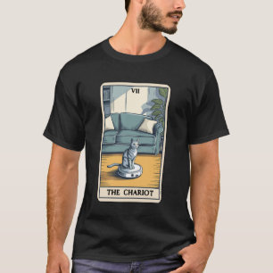 Der Wagen Roboter Staubsauger Katze Lustige Tarot  T-Shirt