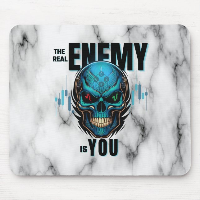 Der wahre Feind bist du – Black Marble Trader Mousepad (Vorne)