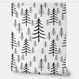 Der Wald durch die Bäume Minimalistische Cabincore Tapete