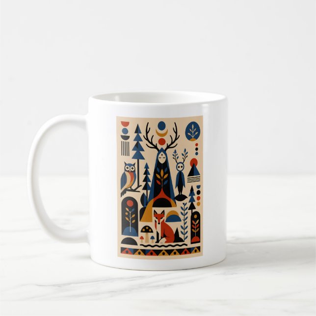Der Wald erinnert sich – Geometrischer Kunstbecher Kaffeetasse (Links)