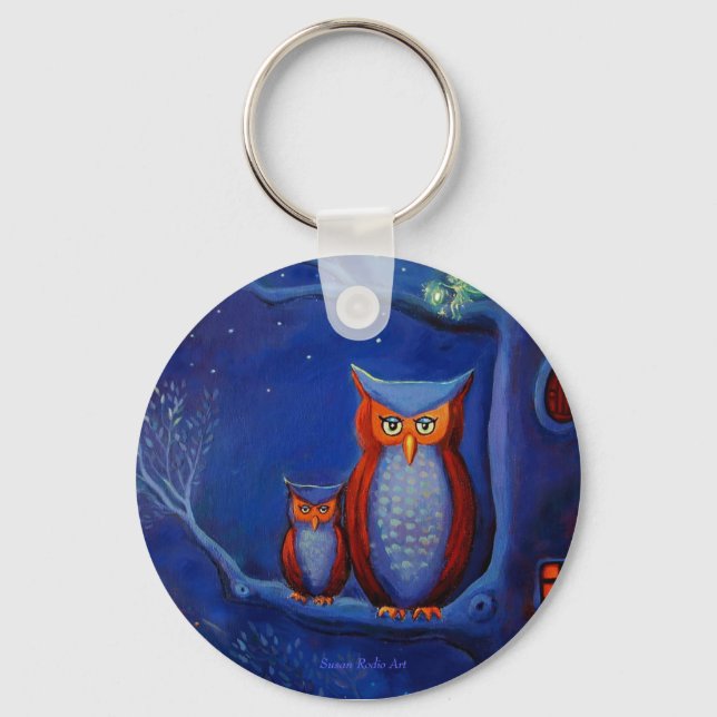 Der Wald in der Nacht - Keyring Schlüsselanhänger (Vorderseite)