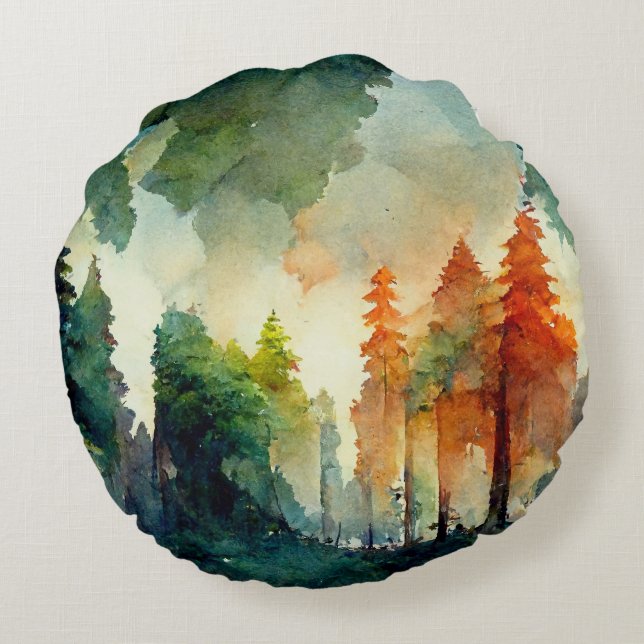 Der Wald (Natur) Rundes Kissen (Rückseite)