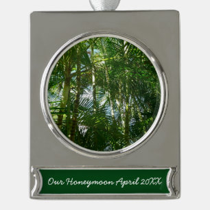 Der Wald von Palmen tropische Natur Banner-Ornament Silber