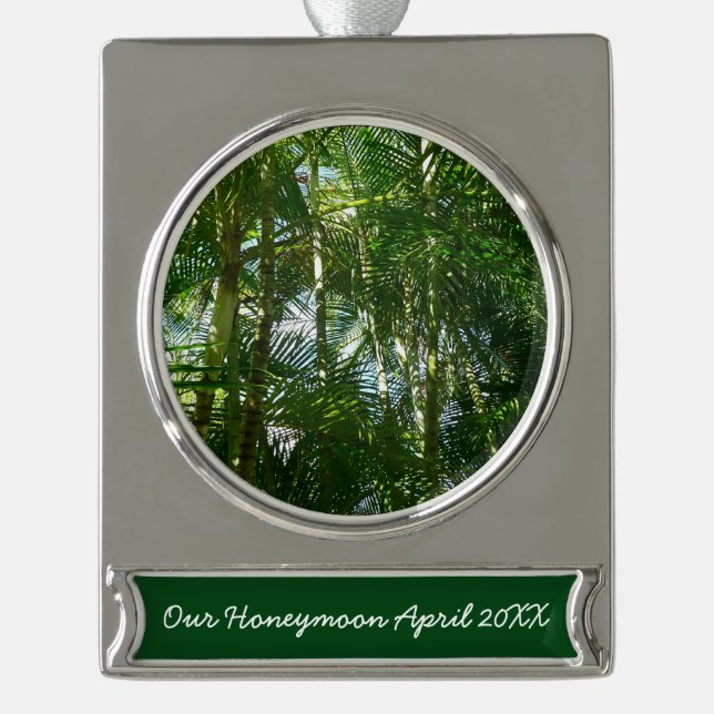 Der Wald von Palmen tropische Natur Banner-Ornament Silber (Vorderseite)